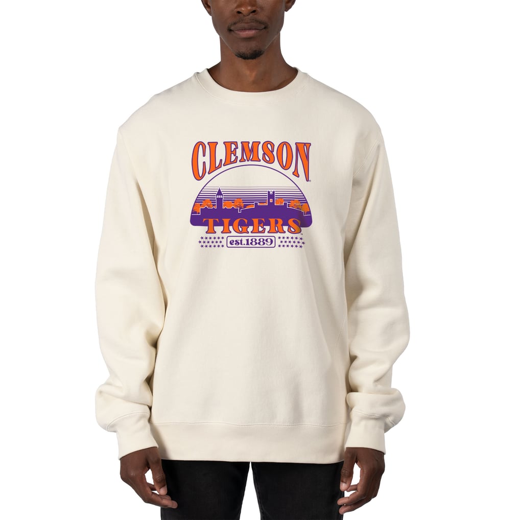 Clemson Tigers Uscape Apparel Premium Heavyweight Pullover Sweatshirt - Cream