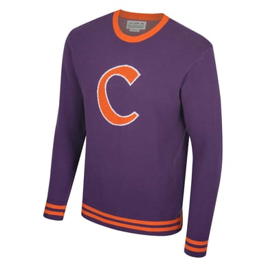 Clemson Tigers Uscape Apparel Unisex Renew Knit Vintage Pullover Sweater - Purple
