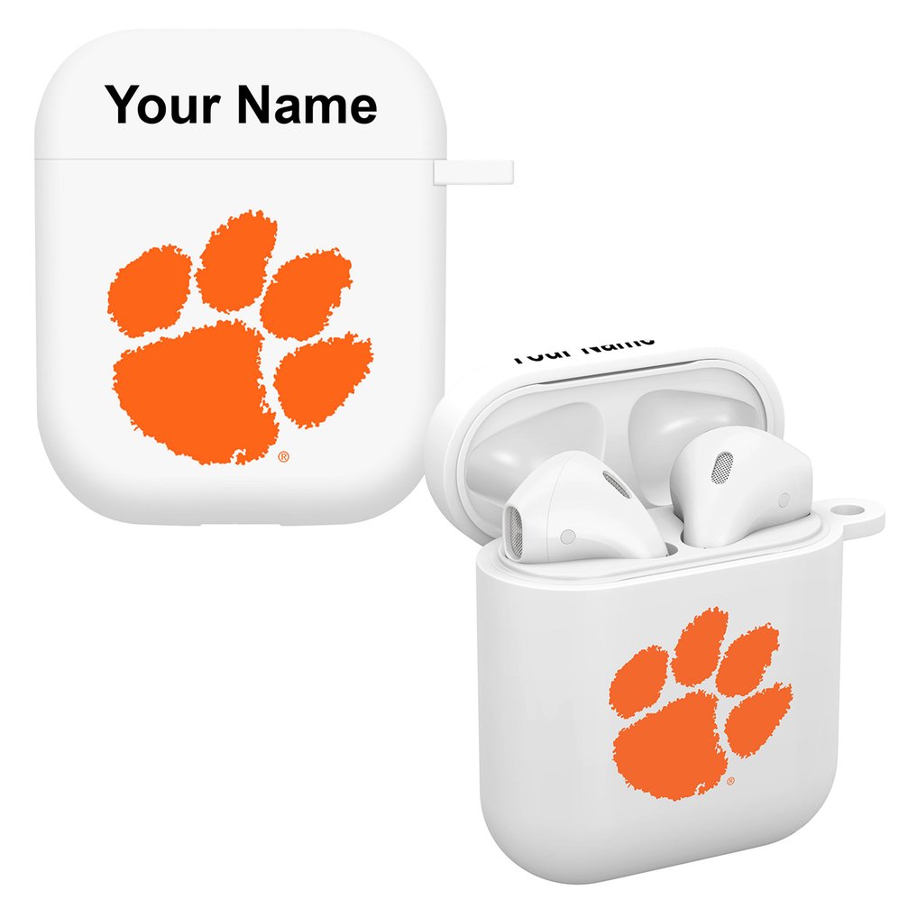 Clemson Tigers Personalized AirPods Case Cover - White