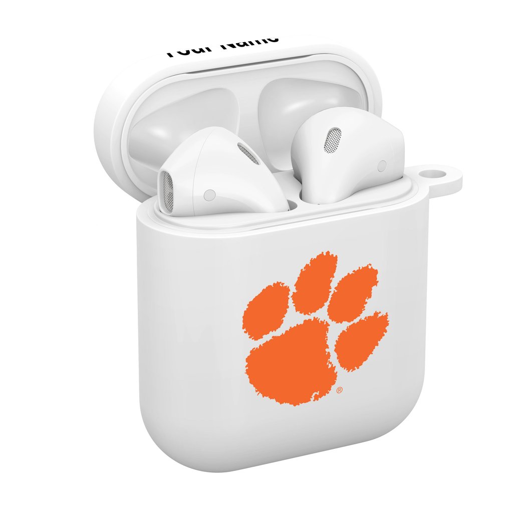 Clemson Tigers Personalized AirPods Case Cover - White