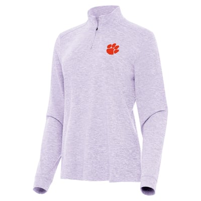  Clemson Tigers Antigua Women's Mentor Long Sleeve Quarter-Zip Mock Polo - Heather Purple