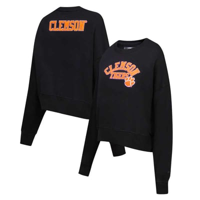 Clemson Tigers Women's Classic 3-Hit Pullover Sweatshirt - Black