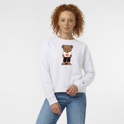  Clemson Tigers Champion Women's Teddy Bear Fleece Sweatshirt - White