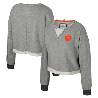 Clemson Tigers Colosseum Women's Magnum Scoop Neck Cropped Pullover Sweatshirt - Charcoal
