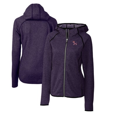Clemson Tigers Cutter & Buck Women's Mainsail Sweater-Knit Full-Zip Hoodie - Heather Purple