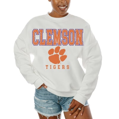  Clemson Tigers Gameday Couture Women's Freestyle Fleece Pullover Sweatshirt - White