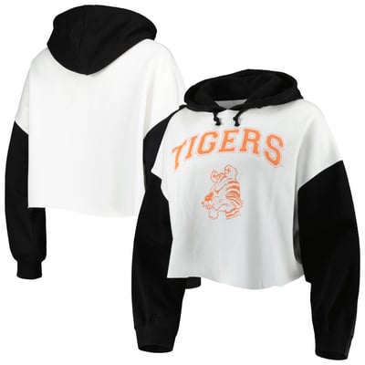 Clemson Tigers Gameday Couture Women's Good Time Color Block Cropped Hoodie - White/Black