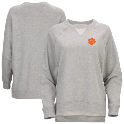  Clemson Tigers Women's Harlow Terry Raglan Pullover Sweatshirt - Heather Gray