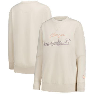  Clemson Tigers Women's Campus Vintage Wash Fleece Sweatshirt - Natural