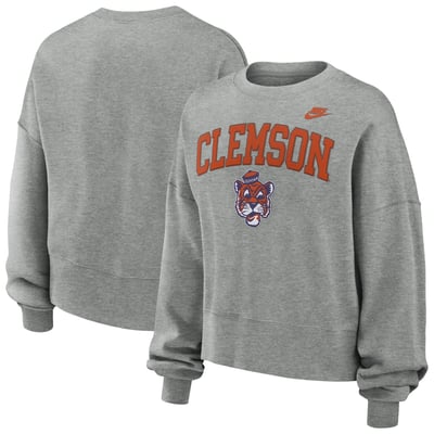 Clemson Tigers Nike Women's Oversized Legacy Classic Arch Sweatshirt - Heather Gray