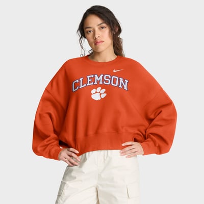 Clemson Tigers Nike Women's Oversized Phoenix Arch Pullover Sweatshirt - Orange