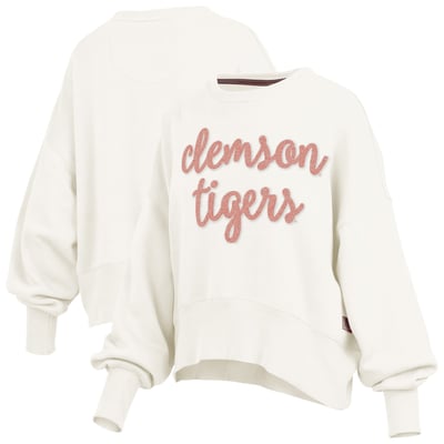 Clemson Tigers Pressbox Women's Chelsea Oversized Pullover Sweatshirt - Cream