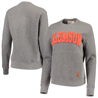 Clemson Tigers Pressbox Women's Moose Quilted Pullover Sweatshirt - Heather Charcoal