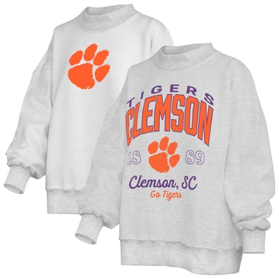  Clemson Tigers Pressbox Women's Reversible Sweatshirt - Heather Gray