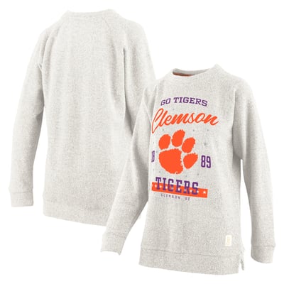 Clemson Tigers Pressbox Women's Plus Size Comfy Cairo Terry Pullover Sweatshirt - Oatmeal