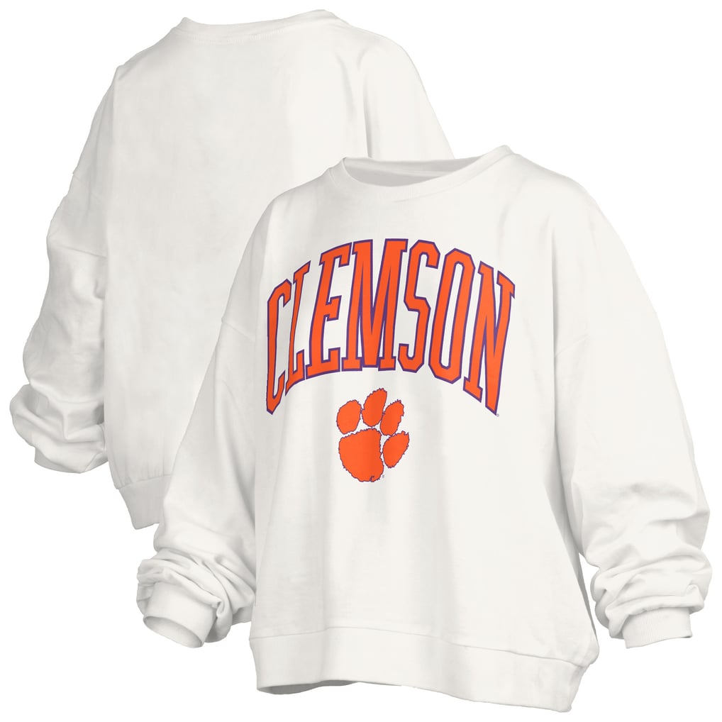  Clemson Tigers Pressbox Women's Plus Size Nelson Janise Sweatshirt - White