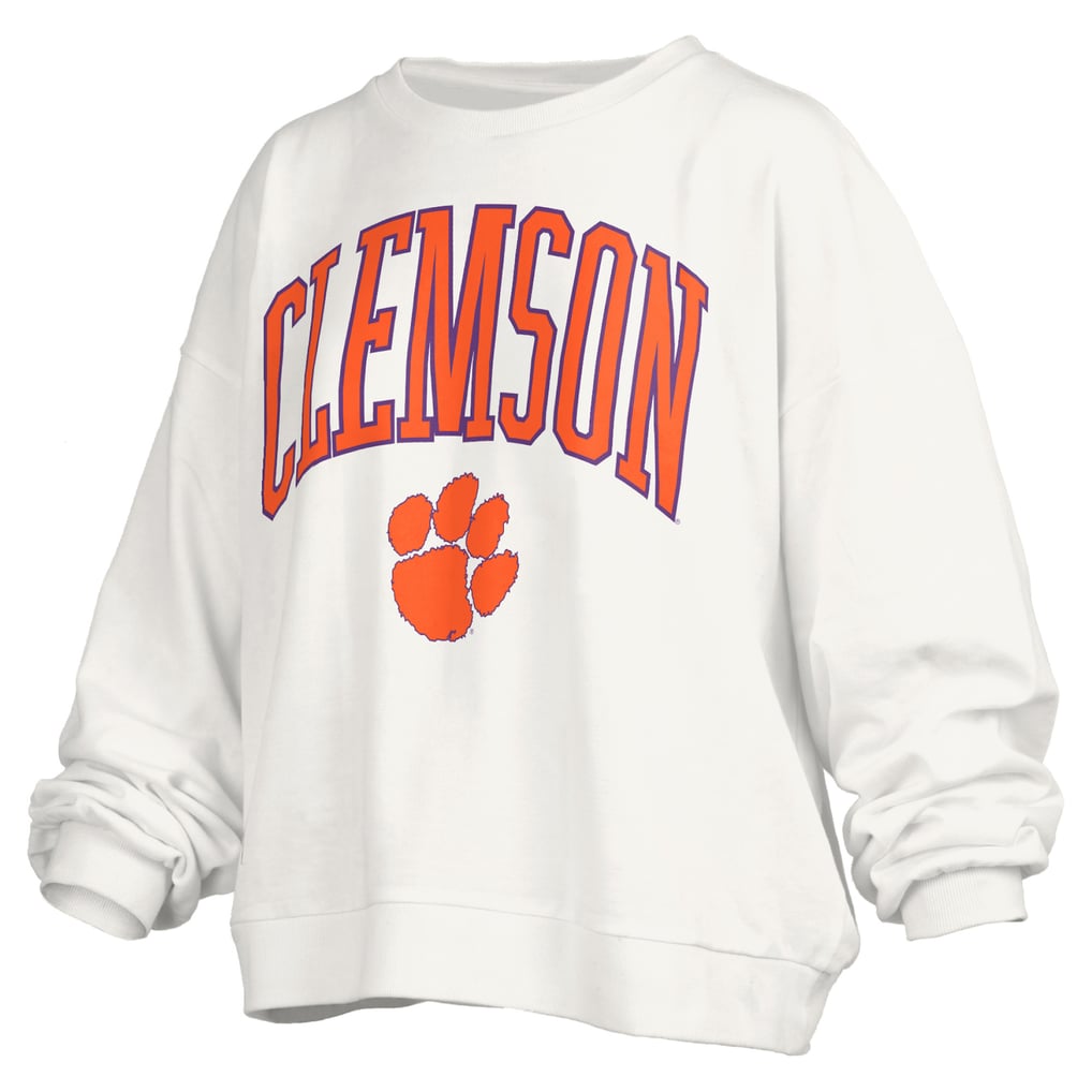  Clemson Tigers Pressbox Women's Plus Size Nelson Janise Sweatshirt - White