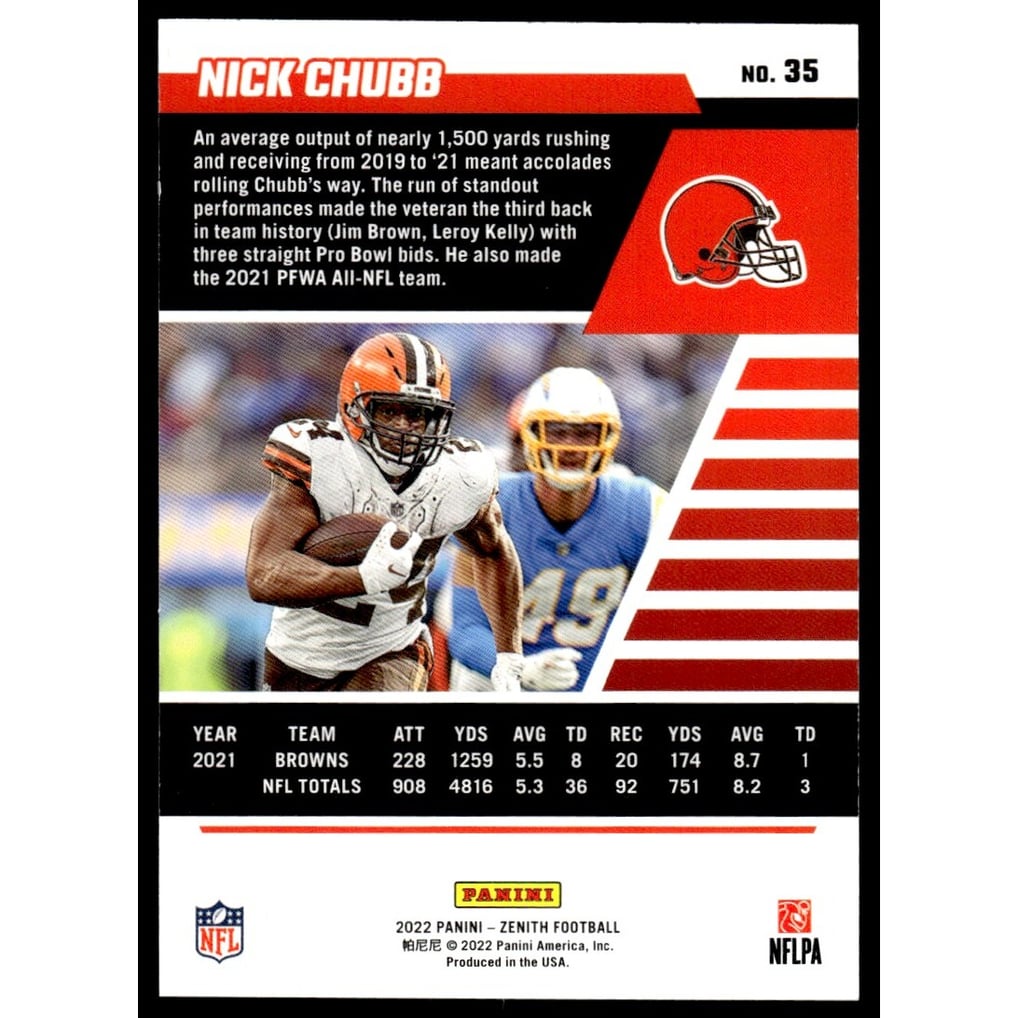 2022 Zenith 1st Down #35 Nick Chubb