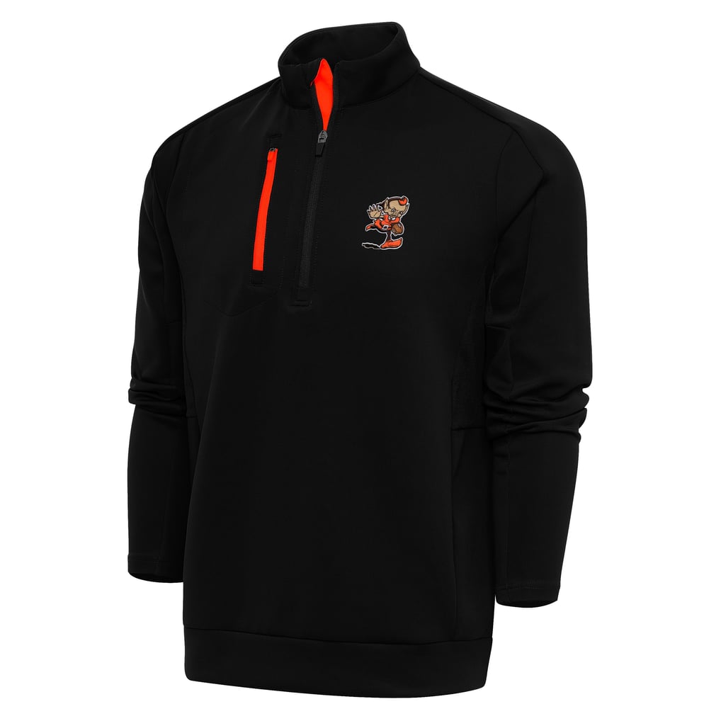 Cleveland Browns Antigua Team Logo Generation Quarter-Zip Pullover Jacket - Black