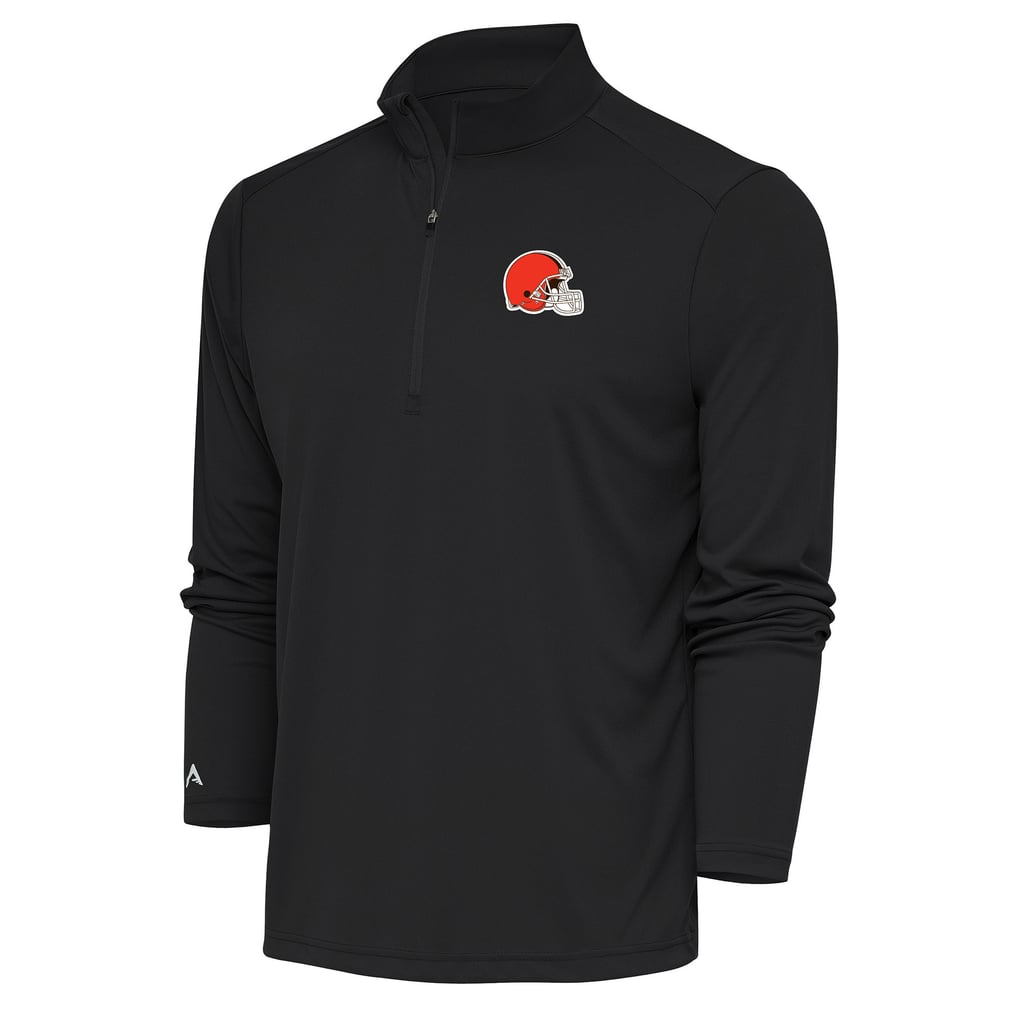  Cleveland Browns Antigua Tribute Quarter-Zip Pullover Top - Black