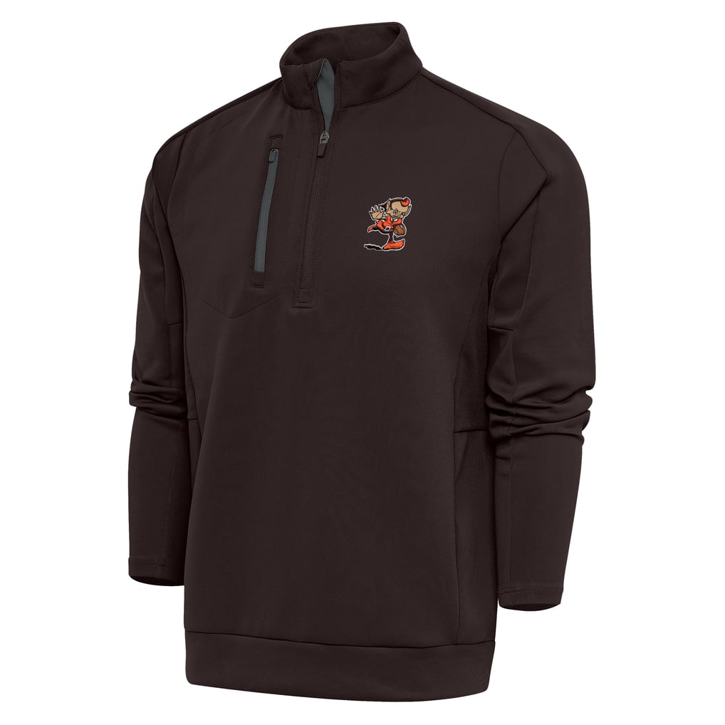 Cleveland Browns Antigua Team Logo Generation Quarter-Zip Pullover Jacket - Brown