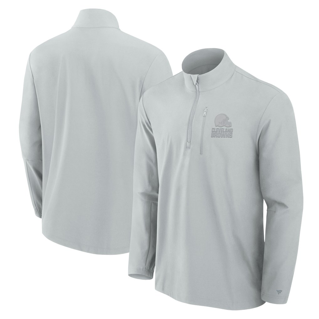 Cleveland Browns Fanatics Front Office Micro Tonal Quarter-Zip Pullover - Gray