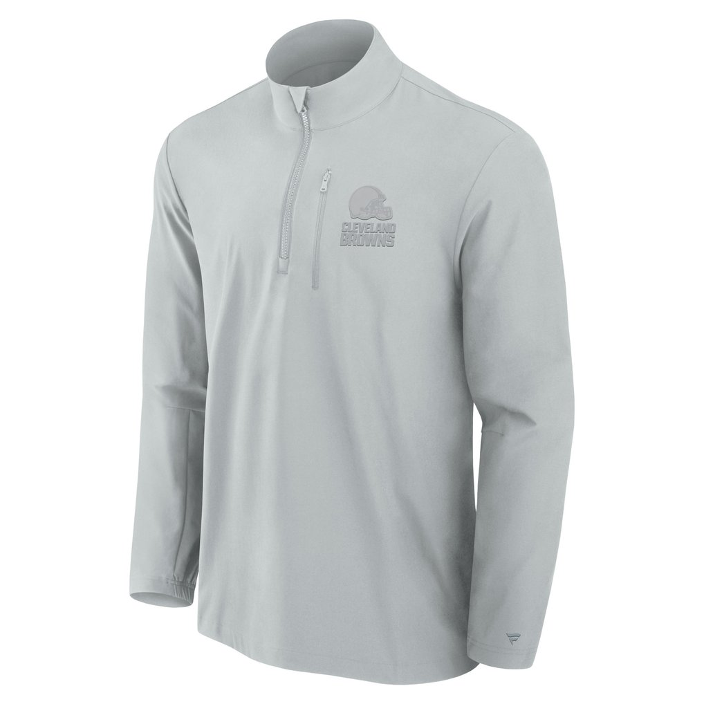 Cleveland Browns Fanatics Front Office Micro Tonal Quarter-Zip Pullover - Gray