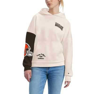 Cleveland Browns Tommy Hilfiger Women's Harriet Pullover Hoodie - Cream/Brown