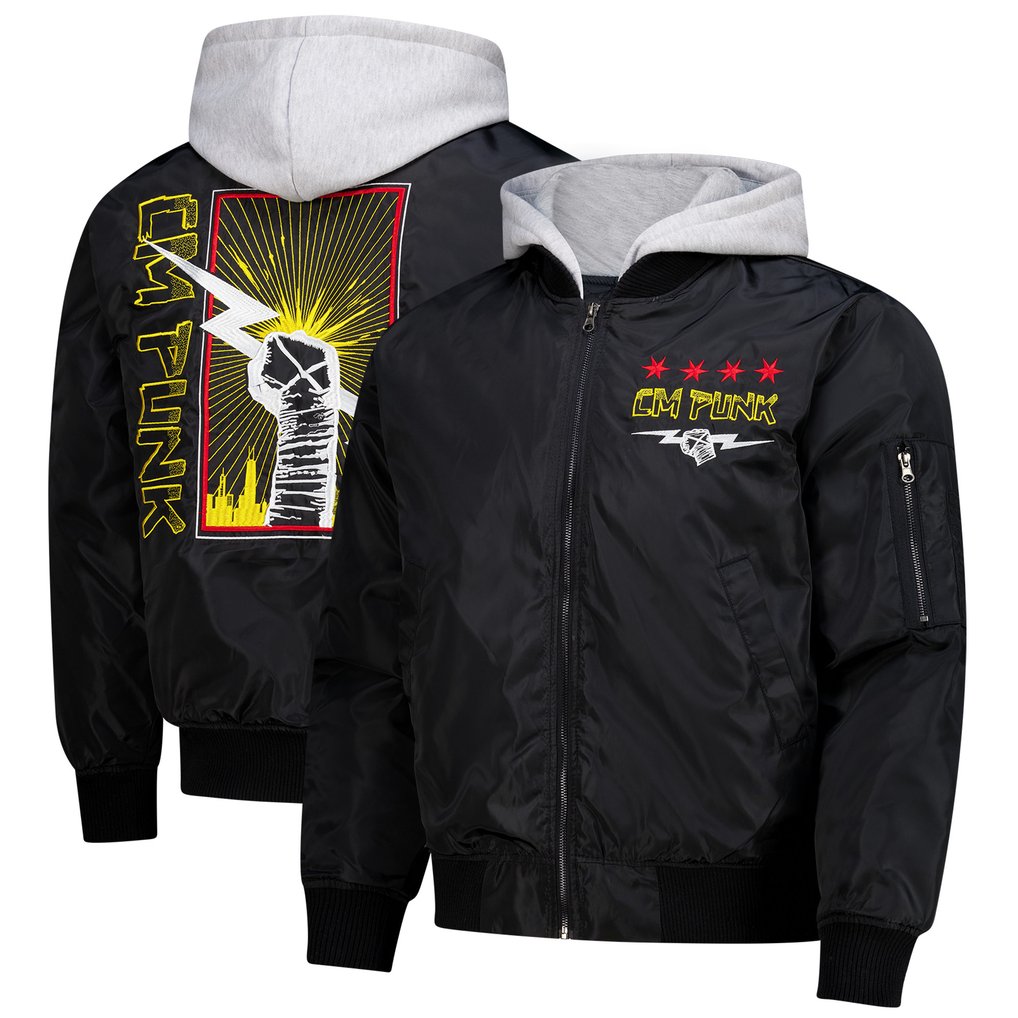 CM Punk Hooded Bomber Jacket - Black