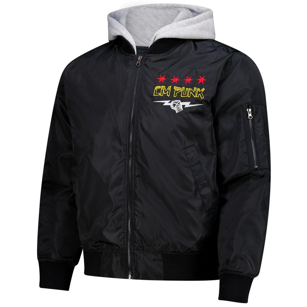 CM Punk Hooded Bomber Jacket - Black
