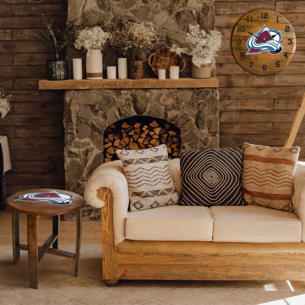 Colorado Avalanche Imperial Oak Barrel Clock