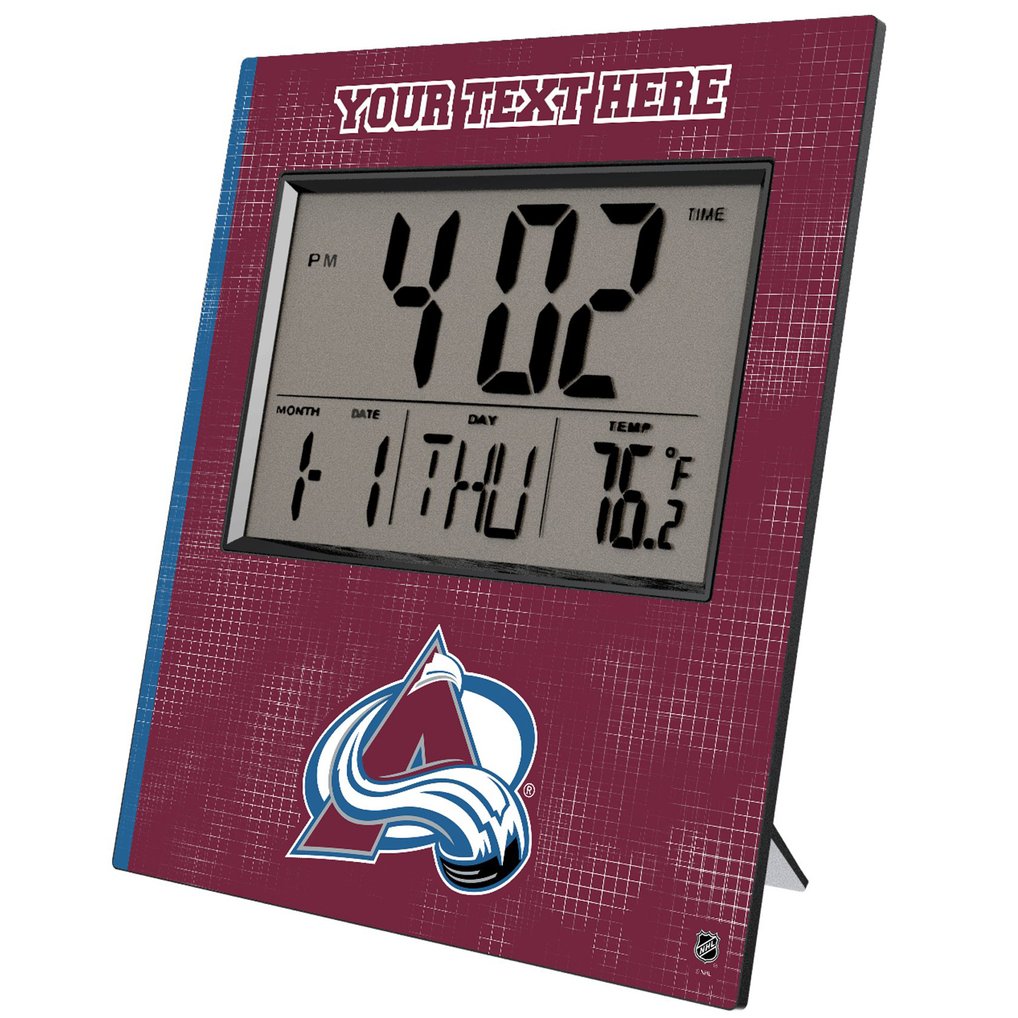 Colorado Avalanche Keyscaper Cross Hatch Personalized Digital Desk Clock