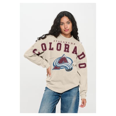 Colorado Avalanche Fanatics Unisex Oversized Front Print Spirit Jersey Long Sleeve T-Shirt - Cream