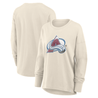 Colorado Avalanche Fanatics Women's Distressed Logo Long Sleeve T-Shirt - Cream