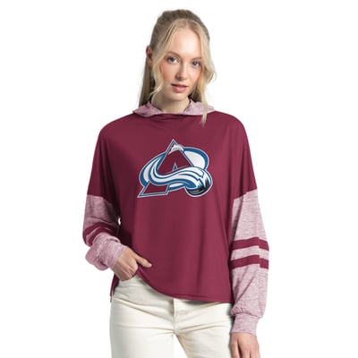 Colorado Avalanche Starter Women's Fuel Up Long Sleeve Hooded T-Shirt - Maroon
