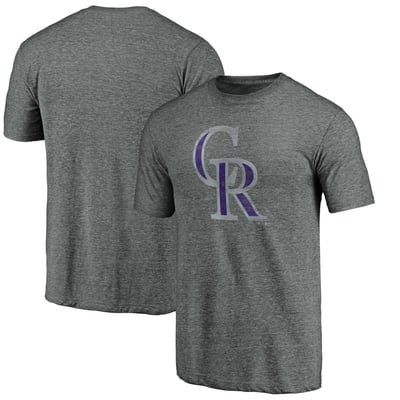 Colorado Rockies Weathered Official Logo Tri-Blend T-Shirt - Heather Gray