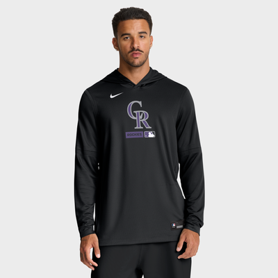 Colorado Rockies Nike Authentic Collection Dri-FIT Long Sleeve Hooded T-Shirt - Black