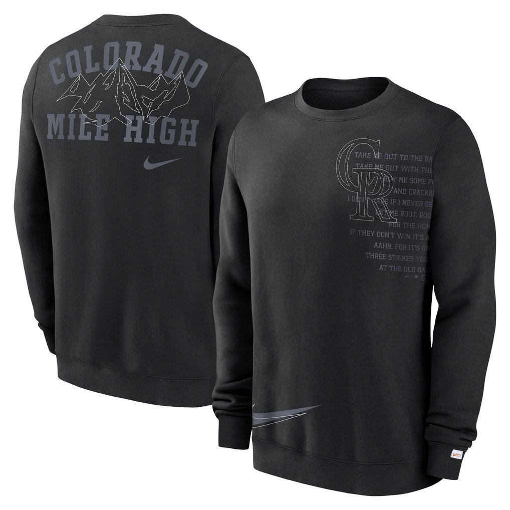 Colorado Rockies Nike Statement Ball Game Fleece Pullover Sweatshirt - Black