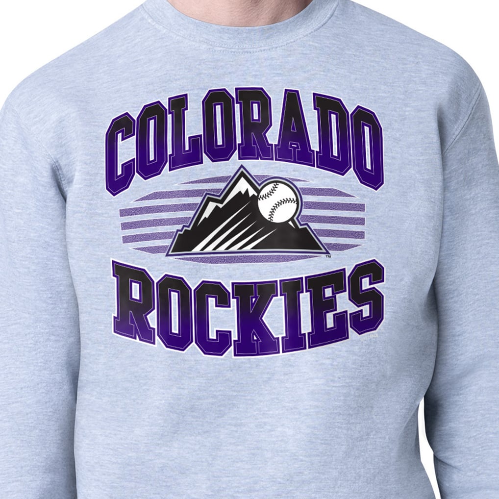 Colorado Rockies Starter Team Grit Graphic Fleece Pullover Sweatshirt - Heather Gray