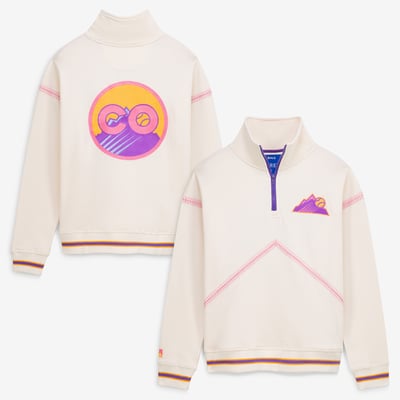 Colorado Rockies Terez Women's City Connect Baseball Stitch Quarter-Zip Pullover - Cream