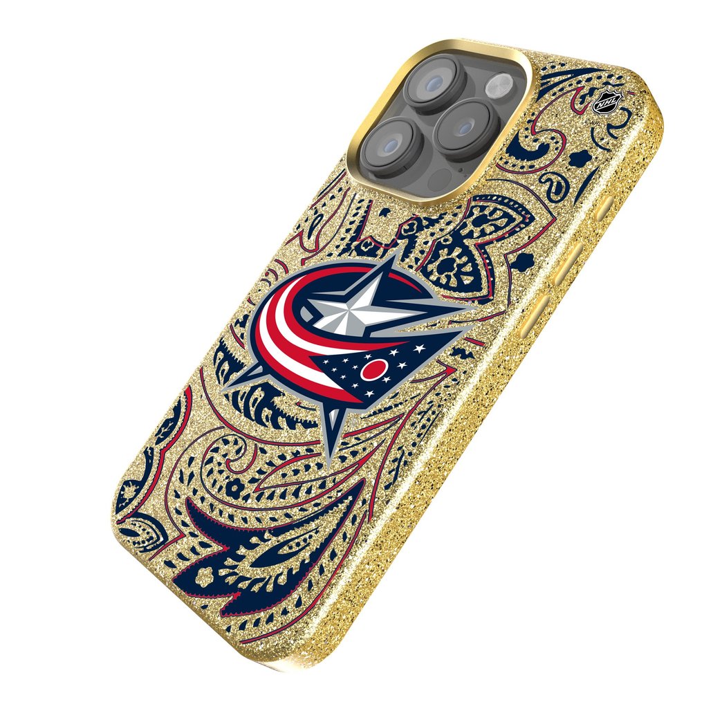 Columbus Blue Jackets Keyscaper Paisley Bling iPhone Case - Gold