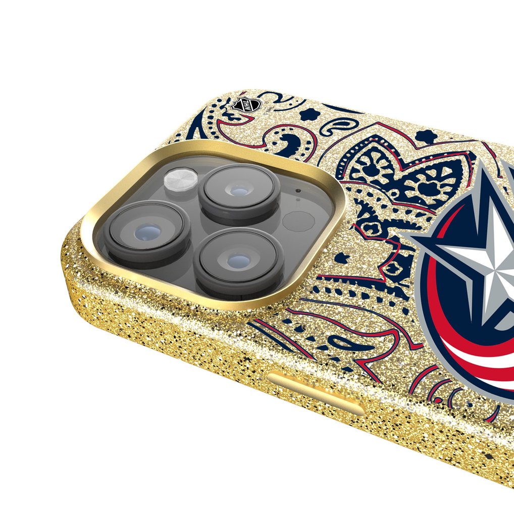 Columbus Blue Jackets Keyscaper Paisley Bling iPhone Case - Gold