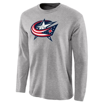 Columbus Blue Jackets Team Primary Logo Long Sleeve T-Shirt - Ash