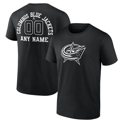  Columbus Blue Jackets Personalized Name & Number Monochrome T-Shirt - Black
