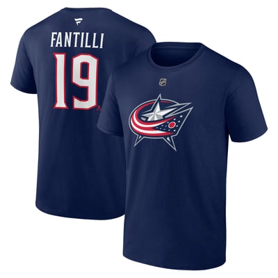 Adam Fantilli Columbus Blue Jackets Fanatics Authentic Stack Name & Number T-Shirt - Navy