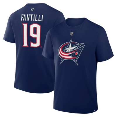 Adam Fantilli Columbus Blue Jackets Fanatics Authentic Stack Name & Number T-Shirt - Navy