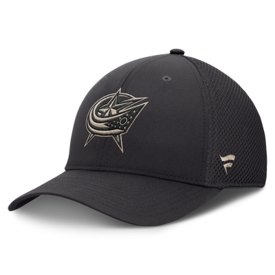 Columbus Blue Jackets Fanatics Road Meshback Stretch Hat - Charcoal