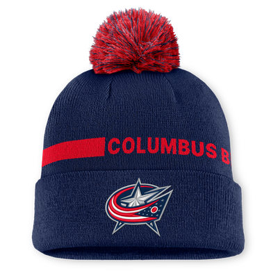 Columbus Blue Jackets Fanatics Authentic Pro Rink Cuffed Knit Hat with Pom - Navy