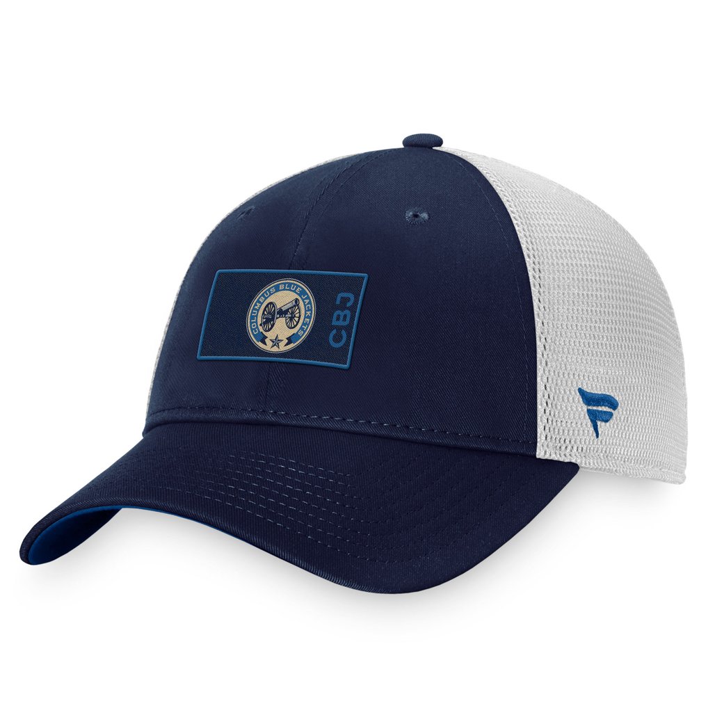 Columbus Blue Jackets Fanatics Authentic Pro Trucker Snapback Hat - Navy/White 