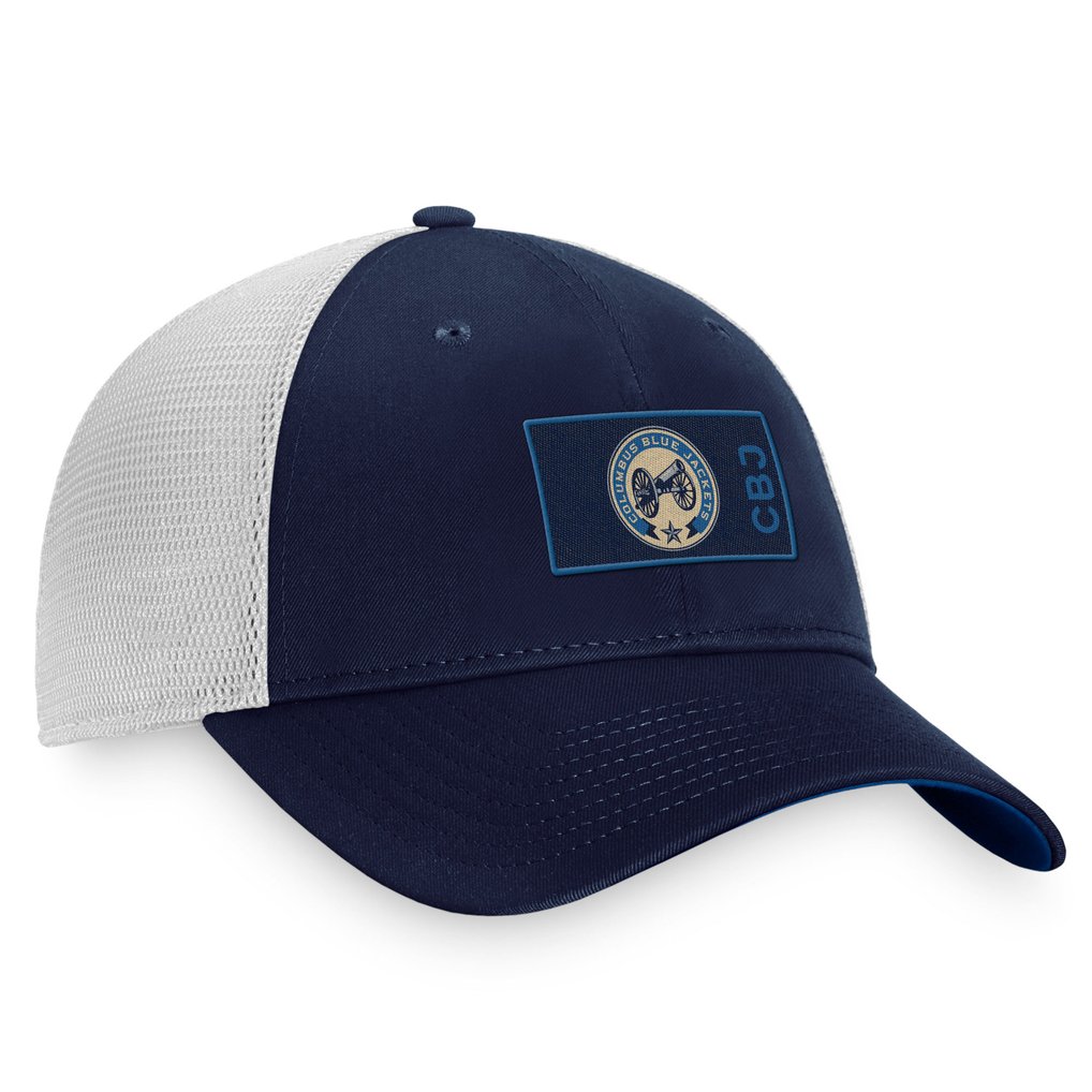 Columbus Blue Jackets Fanatics Authentic Pro Trucker Snapback Hat - Navy/White 